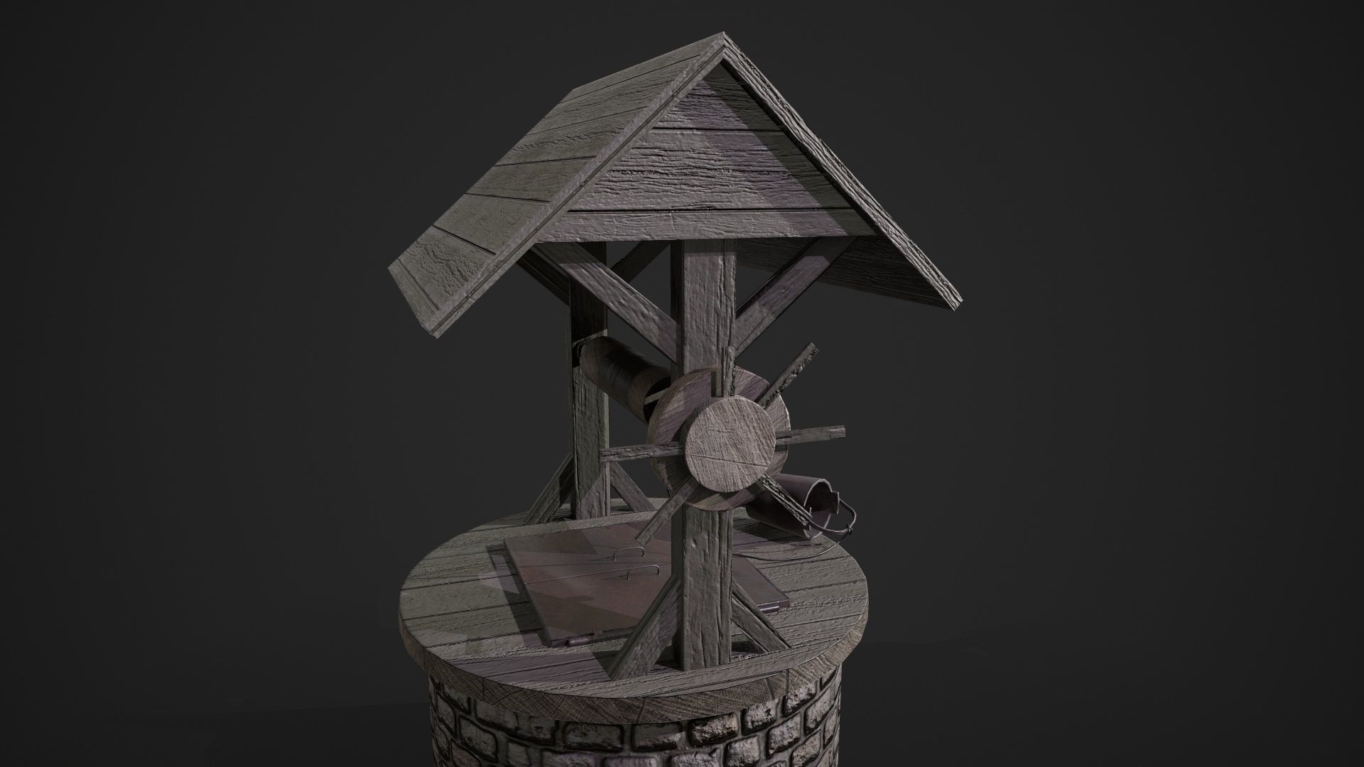 Stone well Low-poly 3D model_3