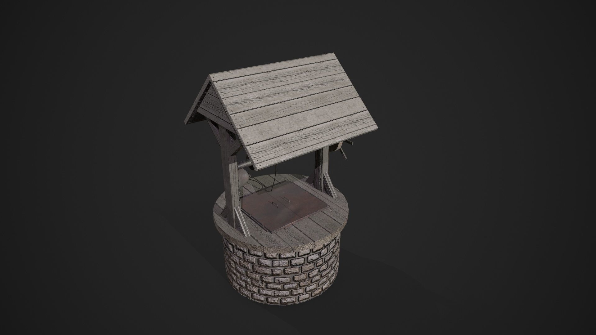 Stone well Low-poly 3D model_2