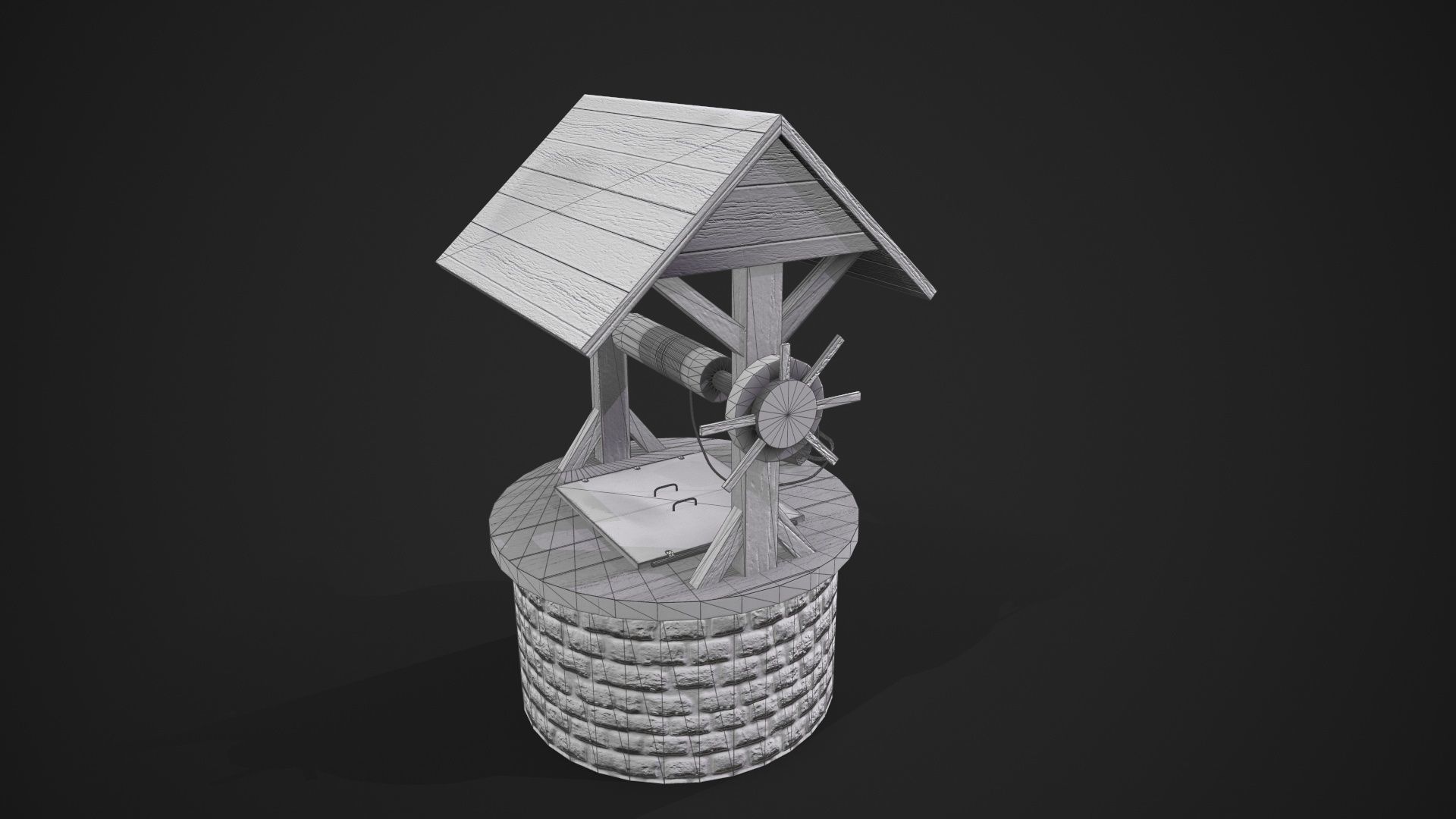 Stone well Low-poly 3D model_6