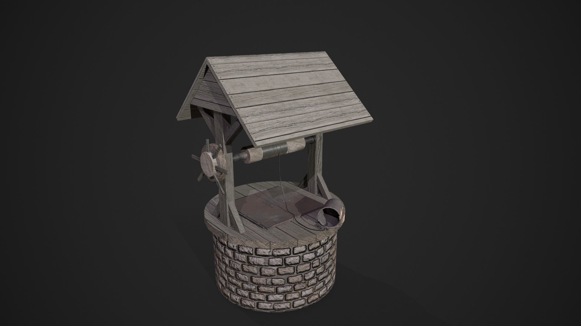 Stone well Low-poly 3D model_1