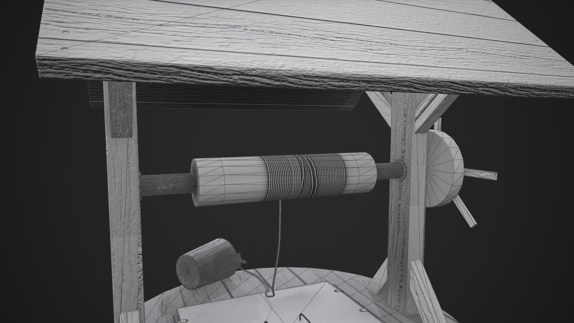 Stone well Low-poly 3D model_5