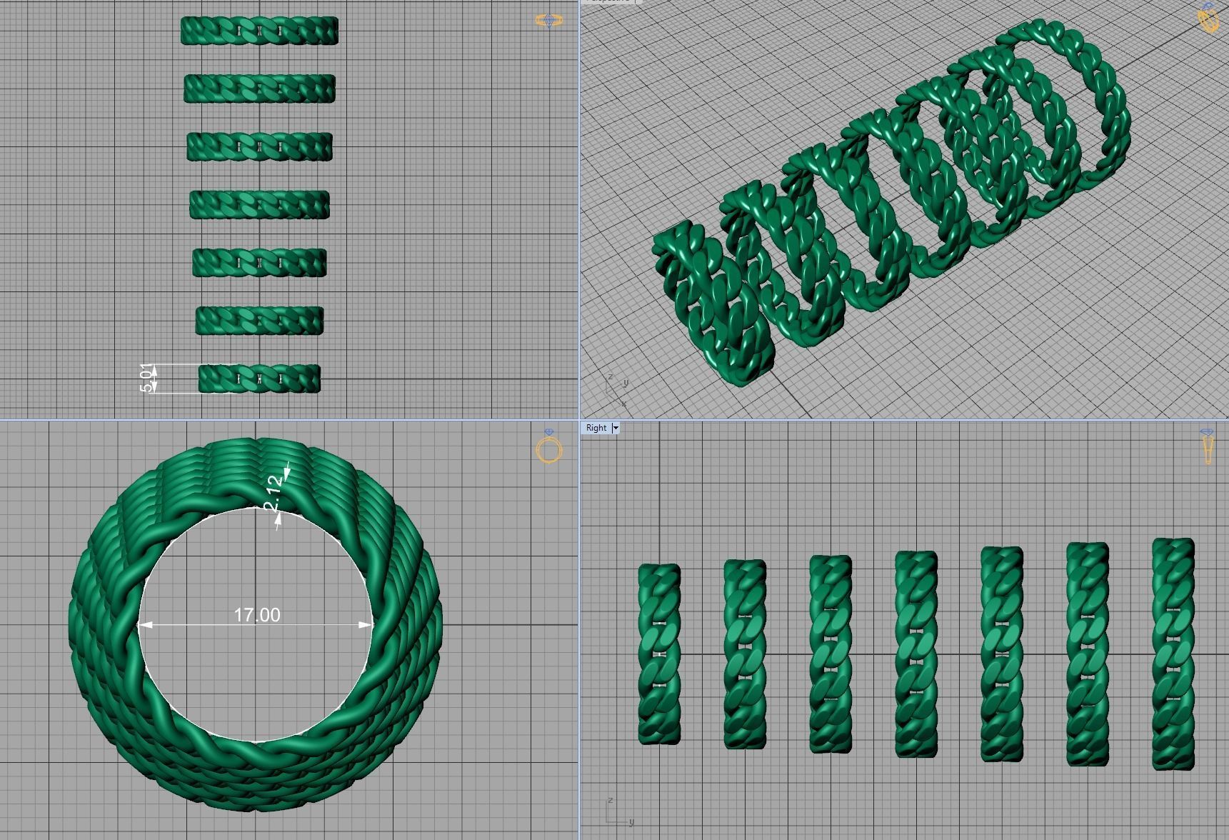 Miami Cuban Link Chain Ring Stackble 5mm wide Ring 3D print model_7