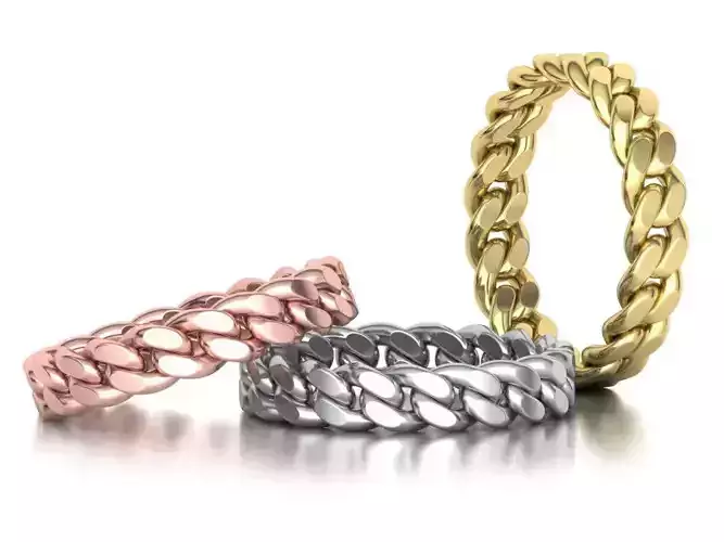 Miami Cuban Link Chain Ring Stackble 5mm wide Ring 3D print model
