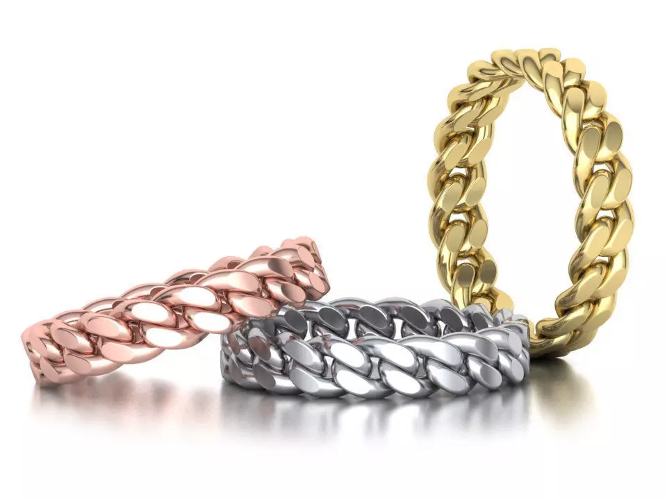 Miami Cuban Link Chain Ring Stackble 5mm wide Ring 3D print model_0