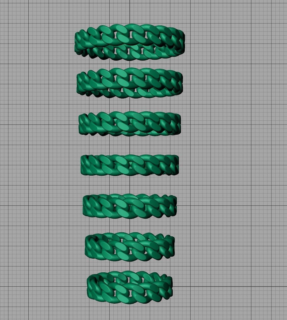 Miami Cuban Link Chain Ring Stackble 5mm wide Ring 3D print model_11