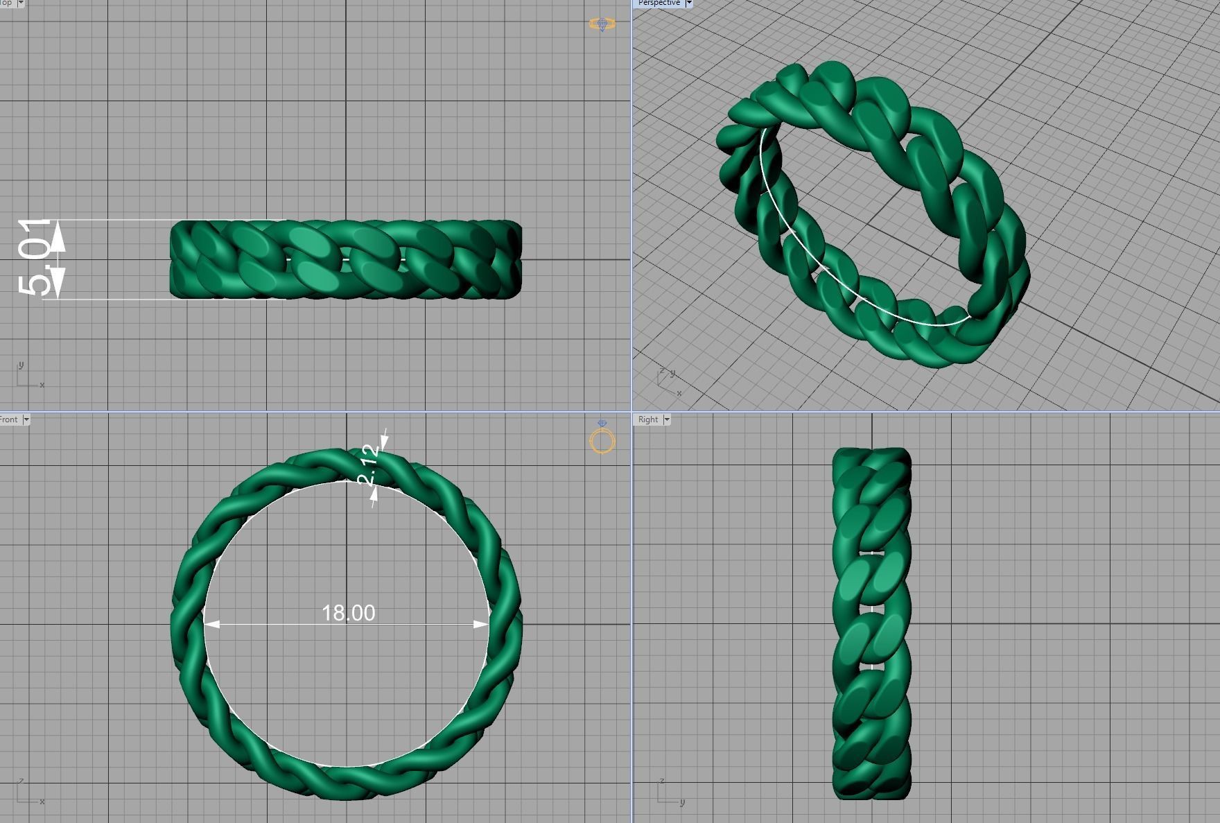 Miami Cuban Link Chain Ring Stackble 5mm wide Ring 3D print model_9
