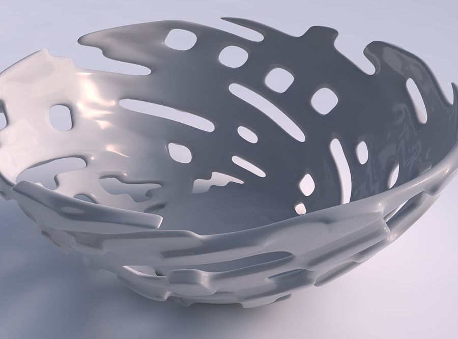 Bowl wide with smooth cuts and bulges   3D print model_0