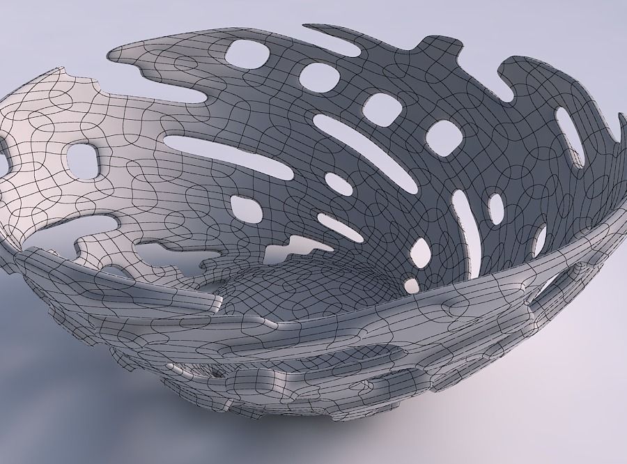 Bowl wide with smooth cuts and bulges   3D print model_5