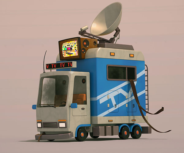 Cartoon Tv news car 3D model