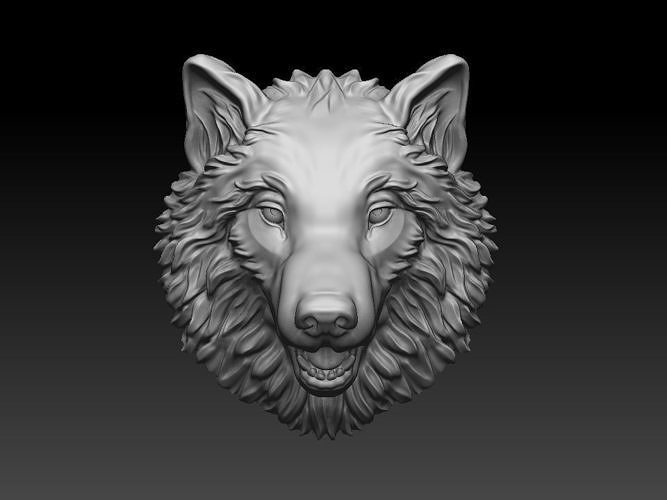 Wolf bas reliefe for pendant 3D print model