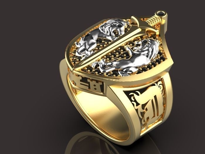 lion ring 3D print model_4