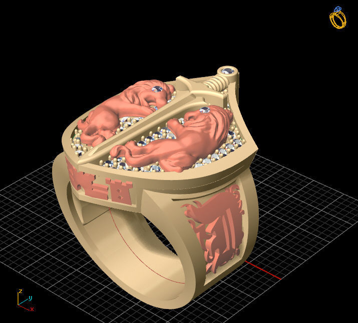 lion ring 3D print model_8