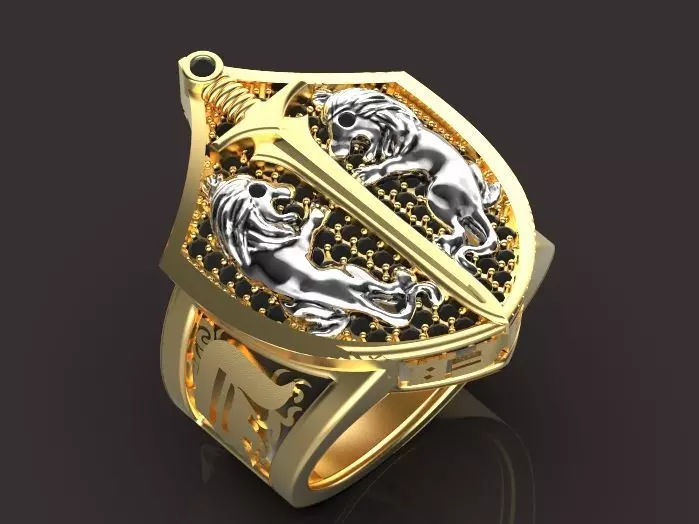 lion ring 3D print model_0