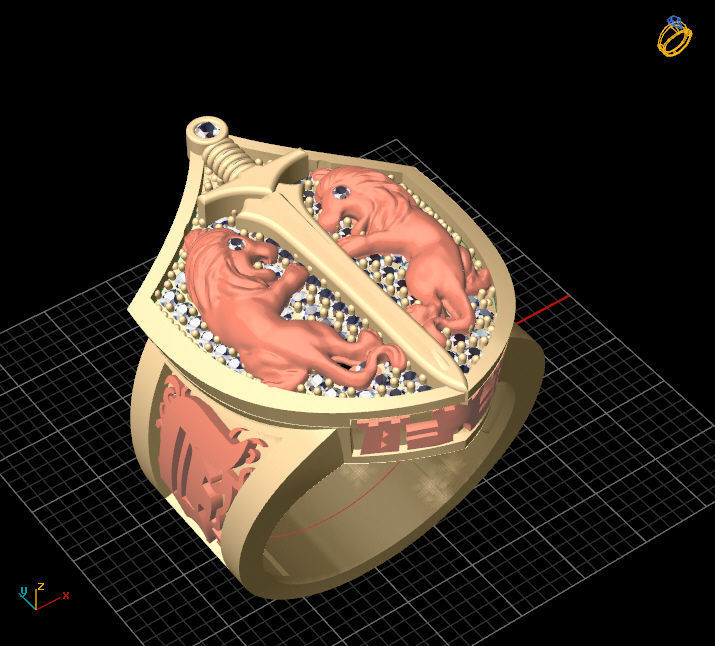 lion ring 3D print model_5
