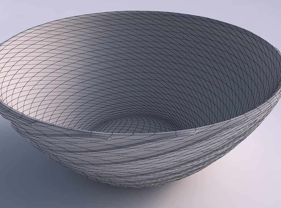 Bowl wide with twisted smooth ribbons 3D print model_5