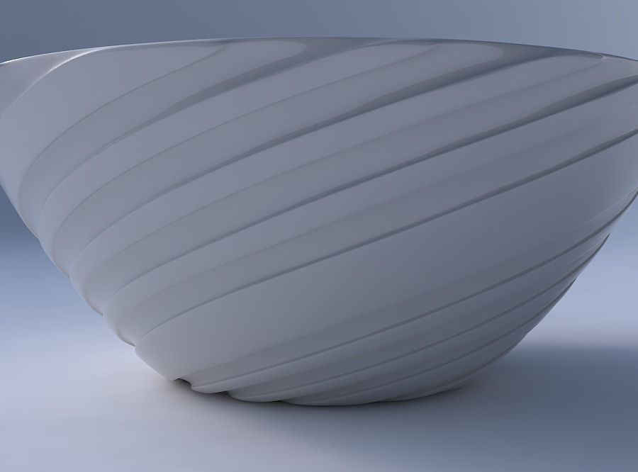 Bowl wide with twisted smooth ribbons 3D print model_4