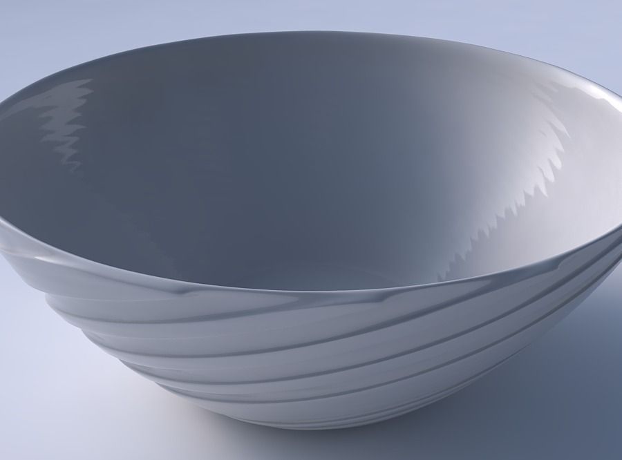 Bowl wide with twisted smooth ribbons 3D print model_3