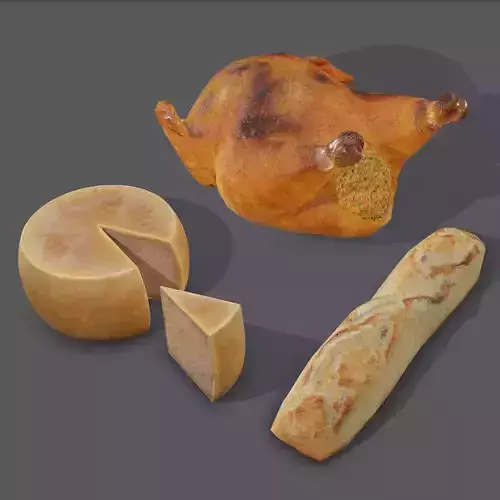 Cheese Turkey and Baguette Pack 3D Model Collection