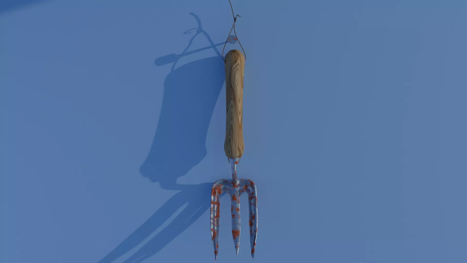 Garden Hand Fork With Adjustable Rust Low-poly 3D model_0