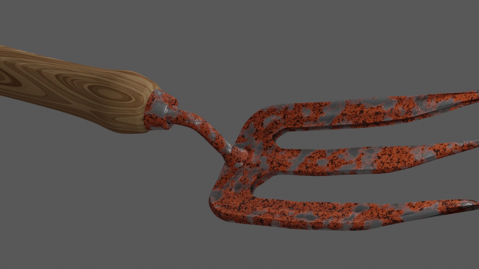 Garden Hand Fork With Adjustable Rust Low-poly 3D model_2