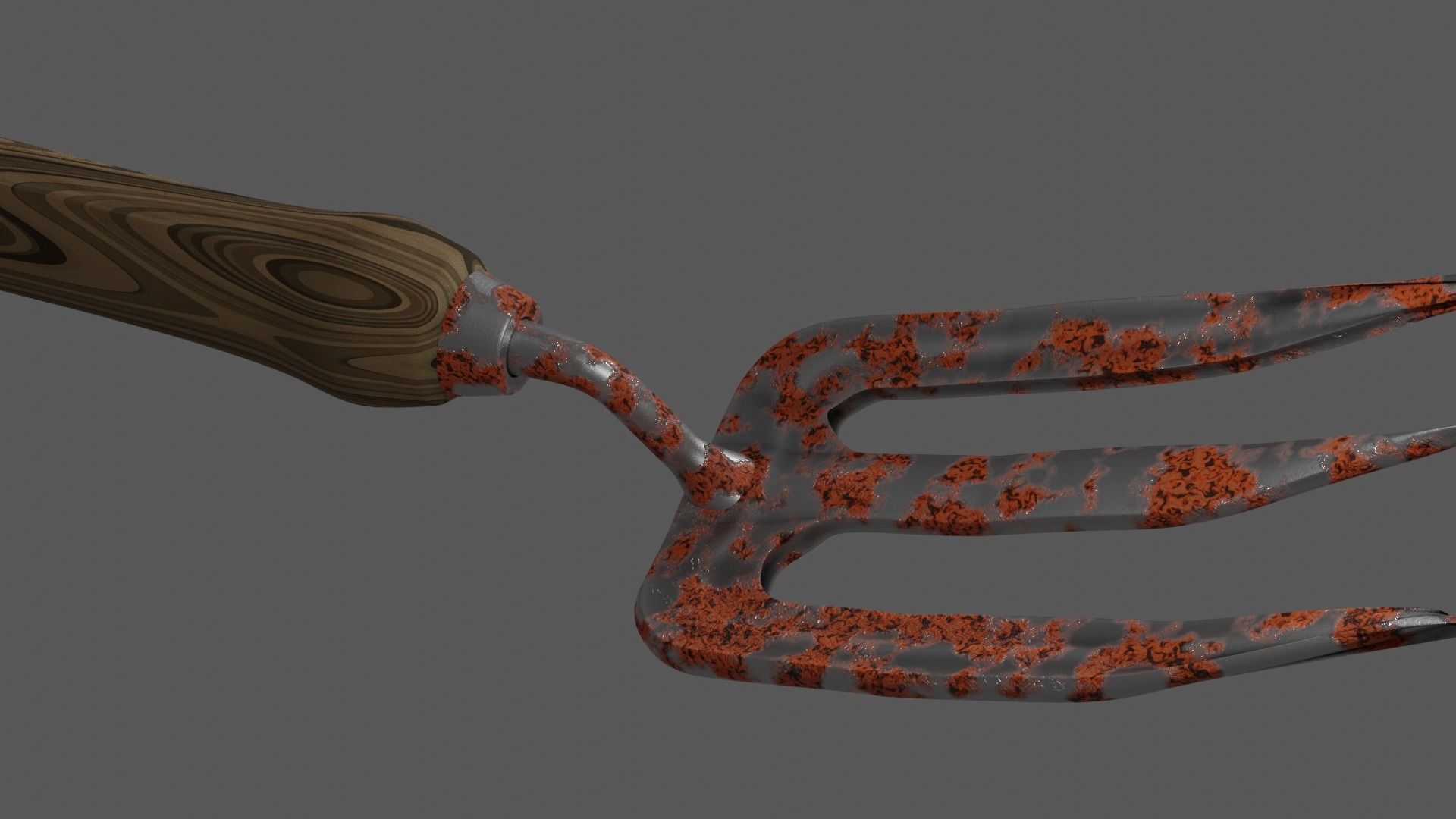 Garden Hand Fork With Adjustable Rust Low-poly 3D model_4