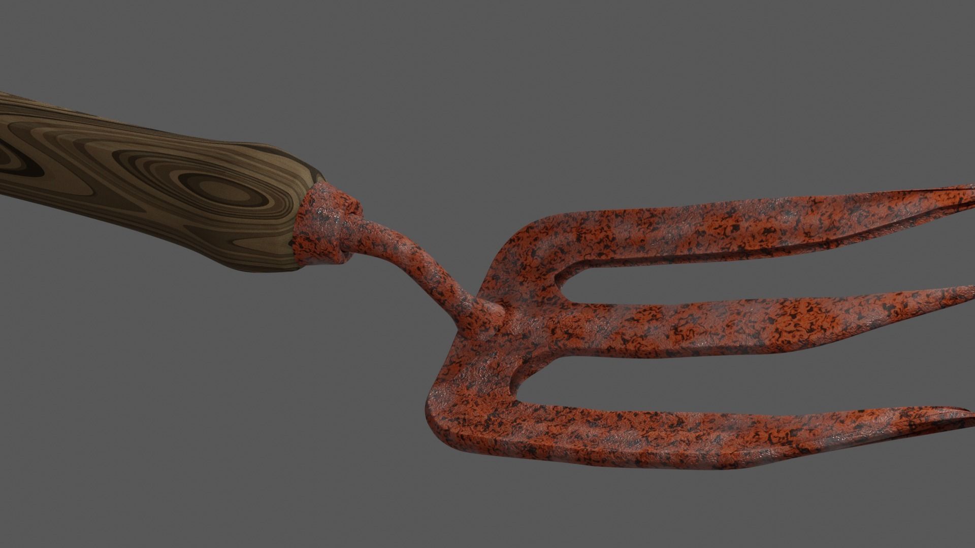 Garden Hand Fork With Adjustable Rust Low-poly 3D model_3