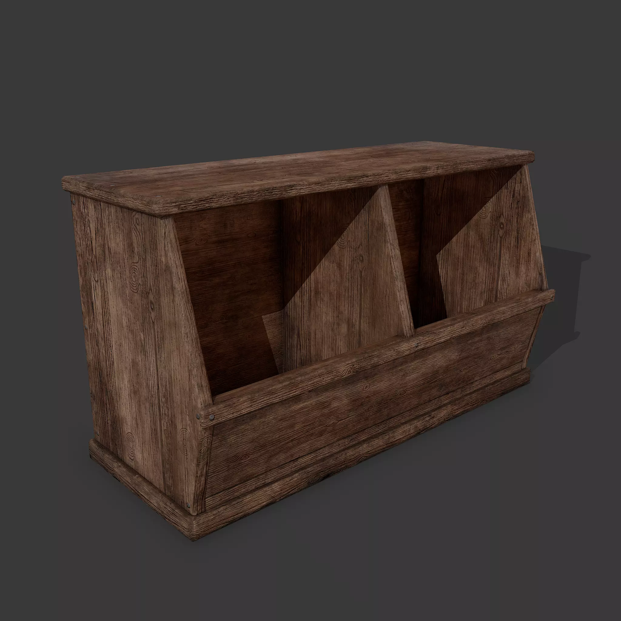 Wooden Storage Bin Low-poly 3D model