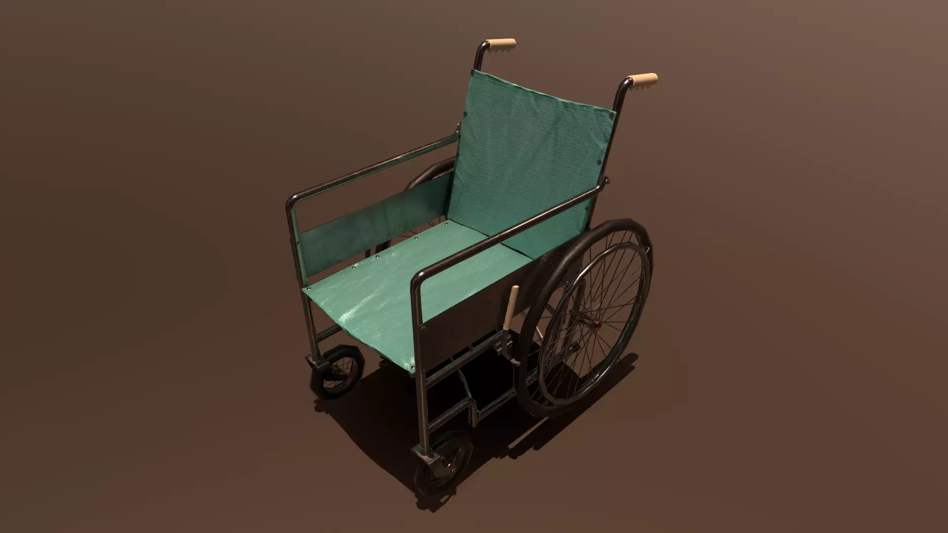 Wheelchair Low-poly 3D model_0