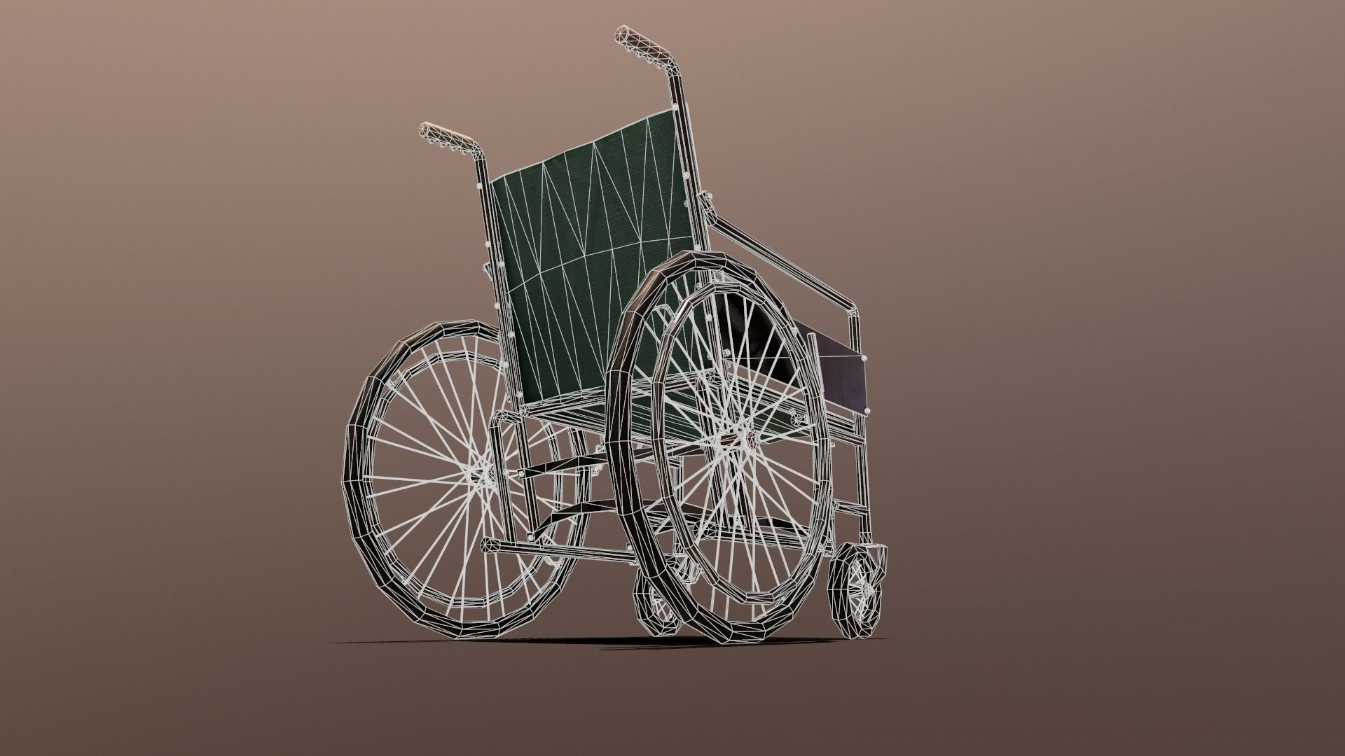 Wheelchair Low-poly 3D model_4