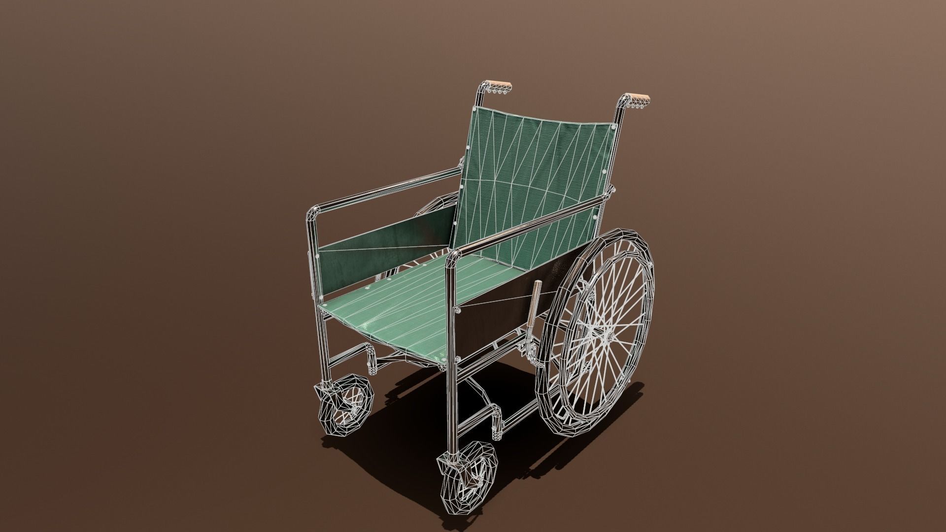 Wheelchair Low-poly 3D model_3