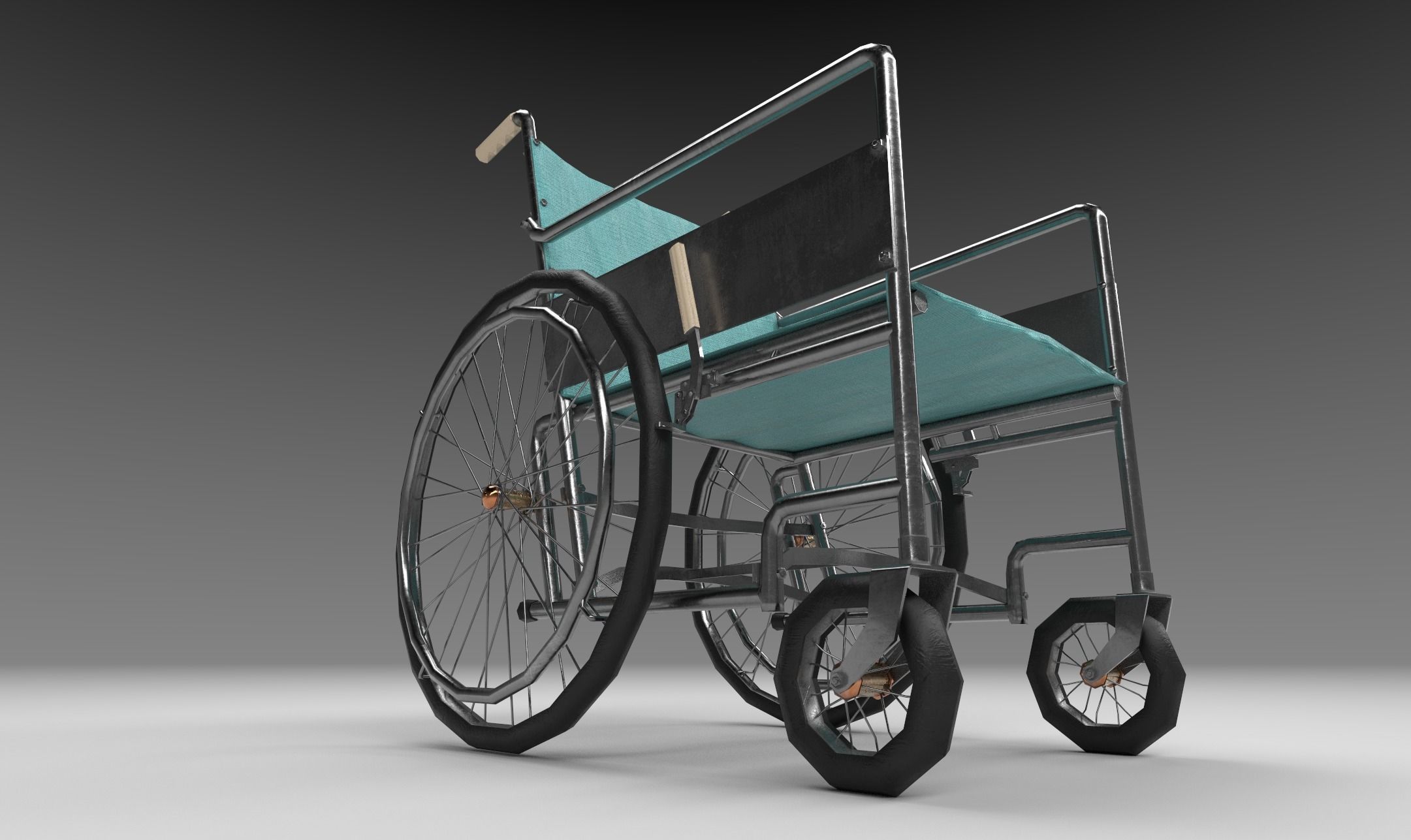 Wheelchair Low-poly 3D model_5