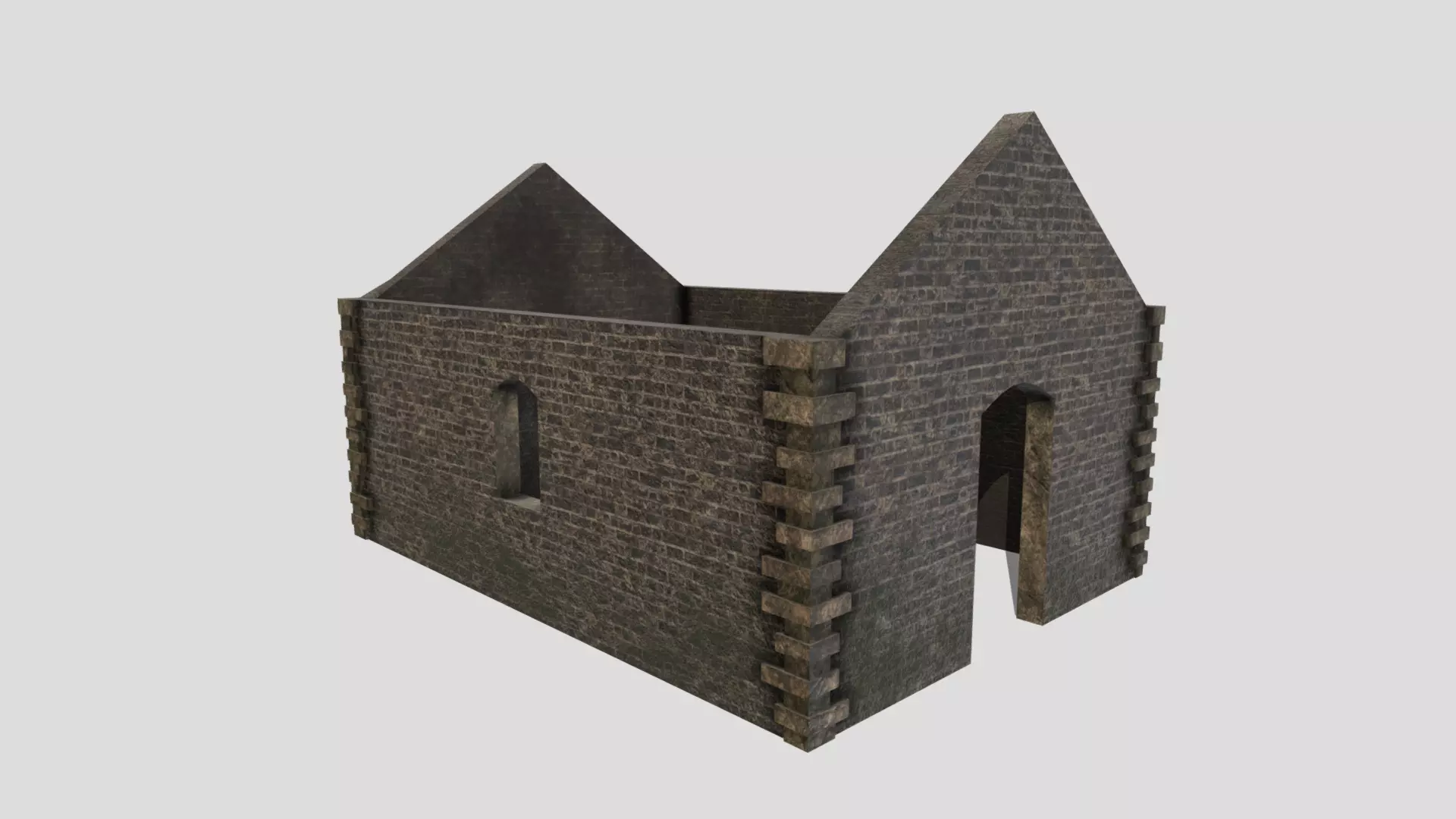 Ruined Building Low-poly 3D model_0
