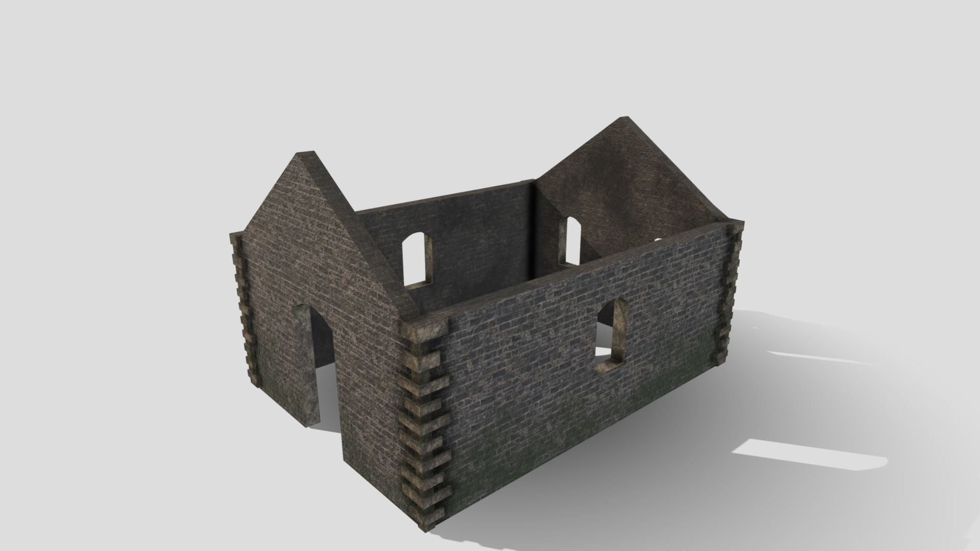 Ruined Building Low-poly 3D model_2