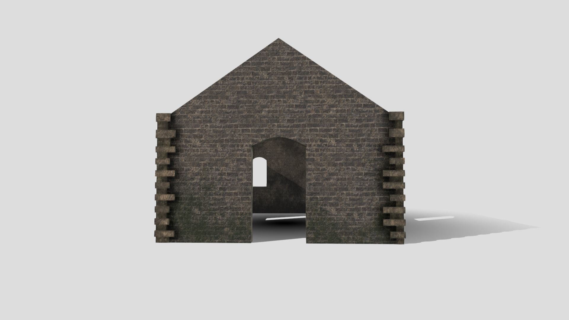 Ruined Building Low-poly 3D model_1