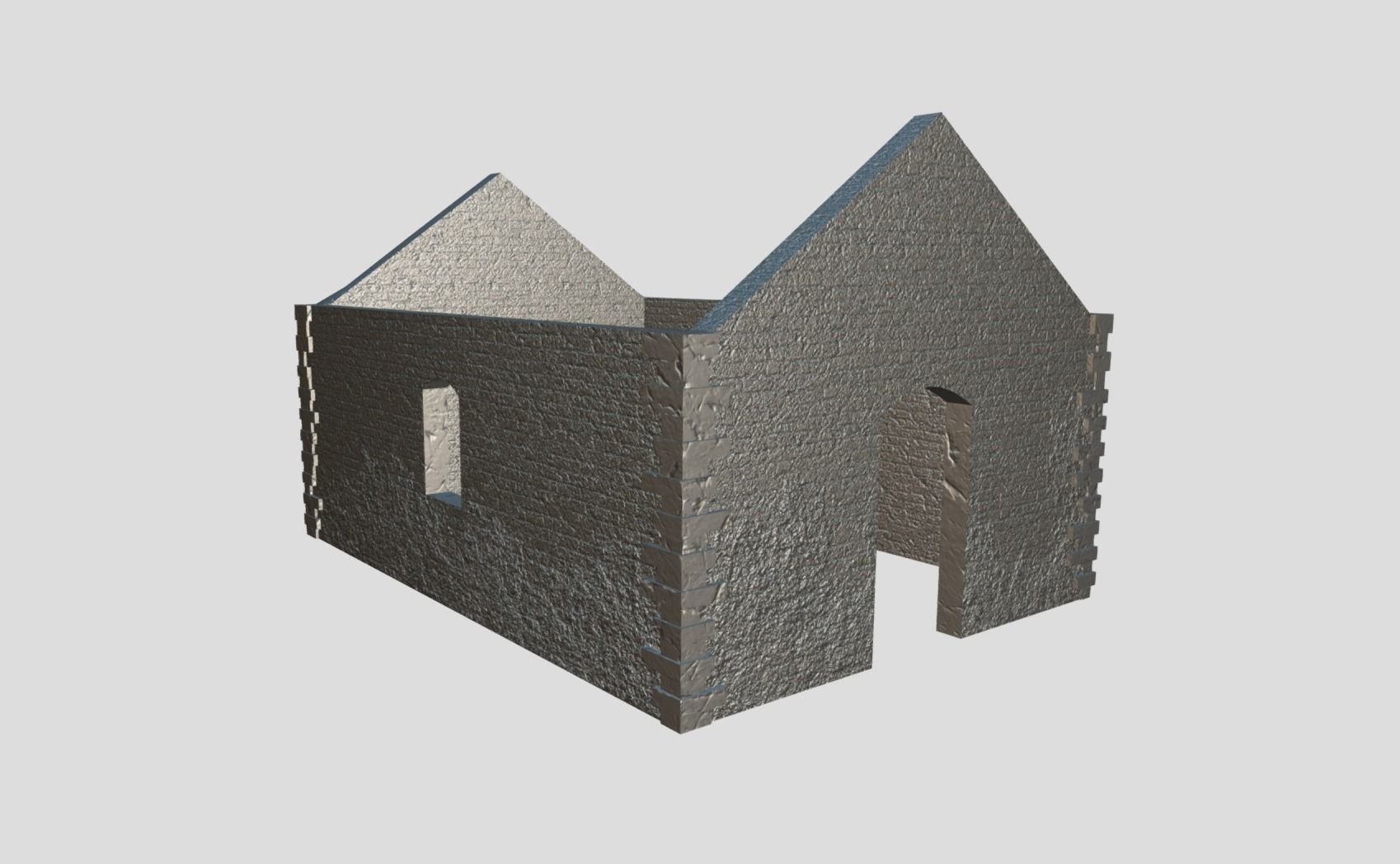 Ruined Building Low-poly 3D model_10