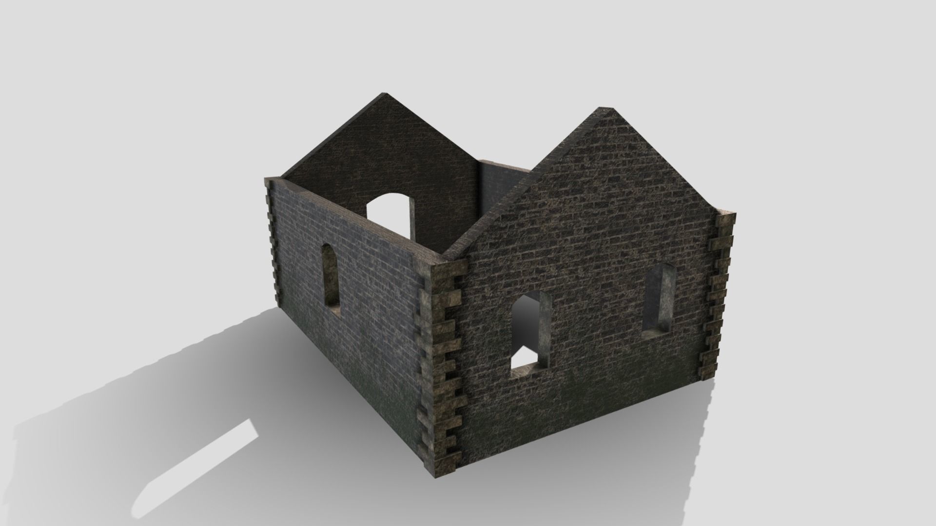 Ruined Building Low-poly 3D model_4