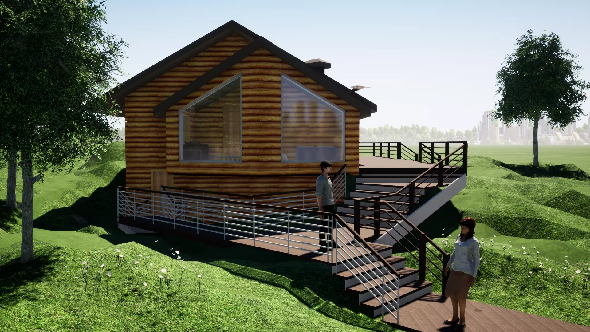 cottage- log cabin 3D model_0