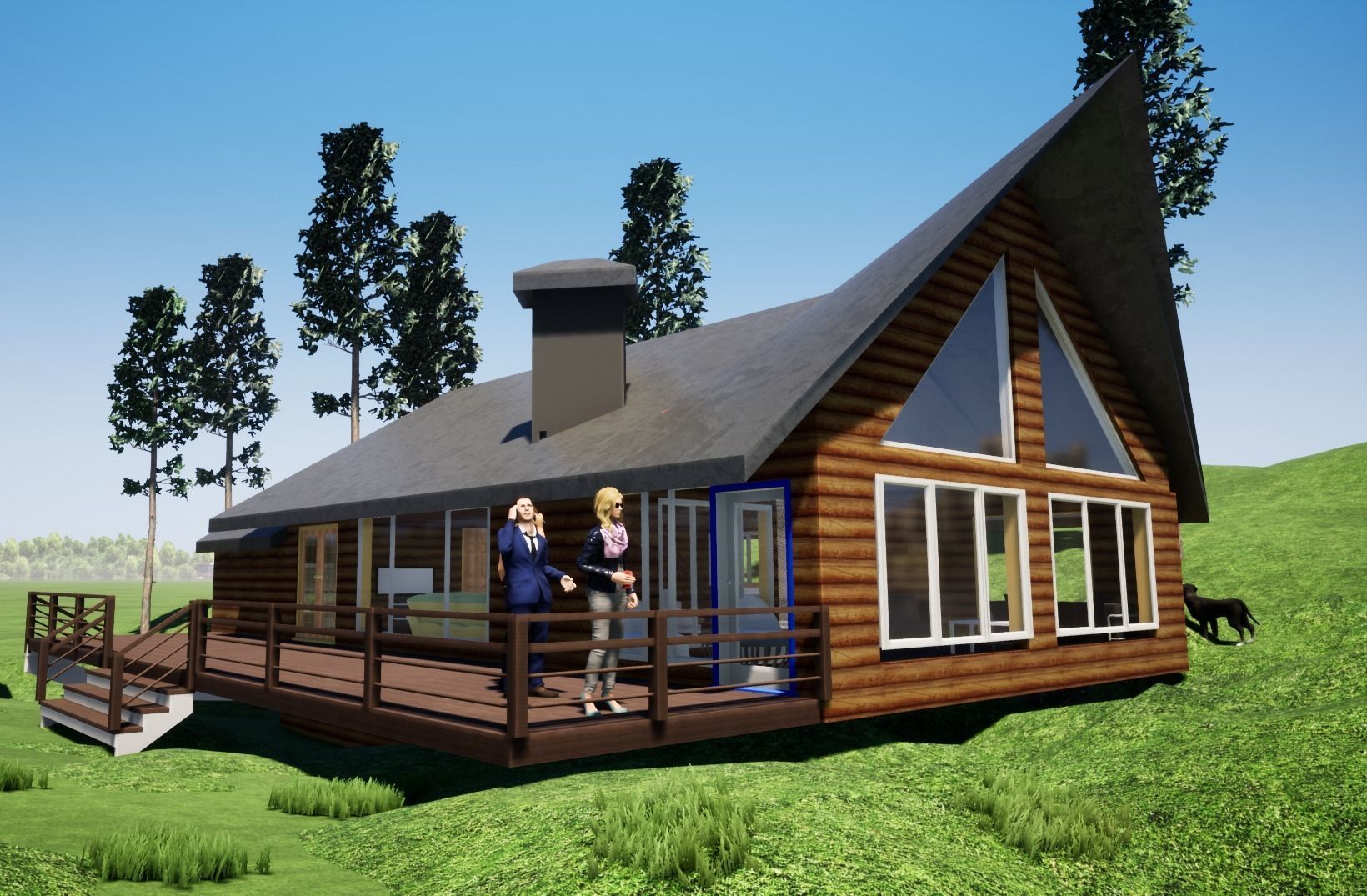 cottage- log cabin 3D model_1