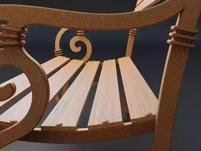 Wrought iron bench with wood