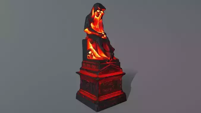 statue 1 with flames Low-poly 3D model