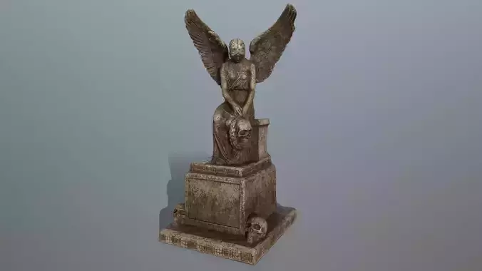 statue 3 of woman with wings Low-poly 3D model