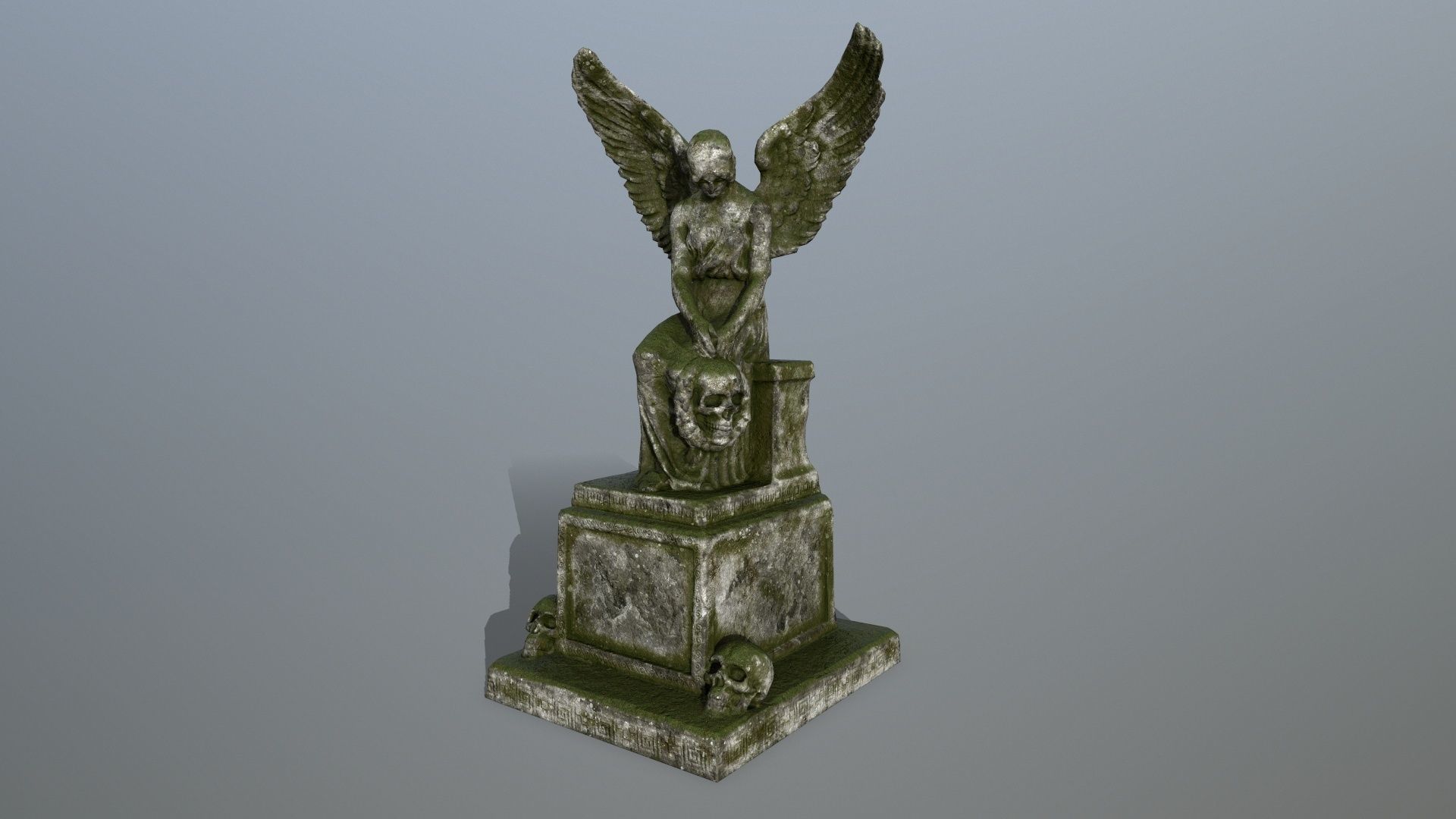 statue 3 angel Low-poly 3D model_7