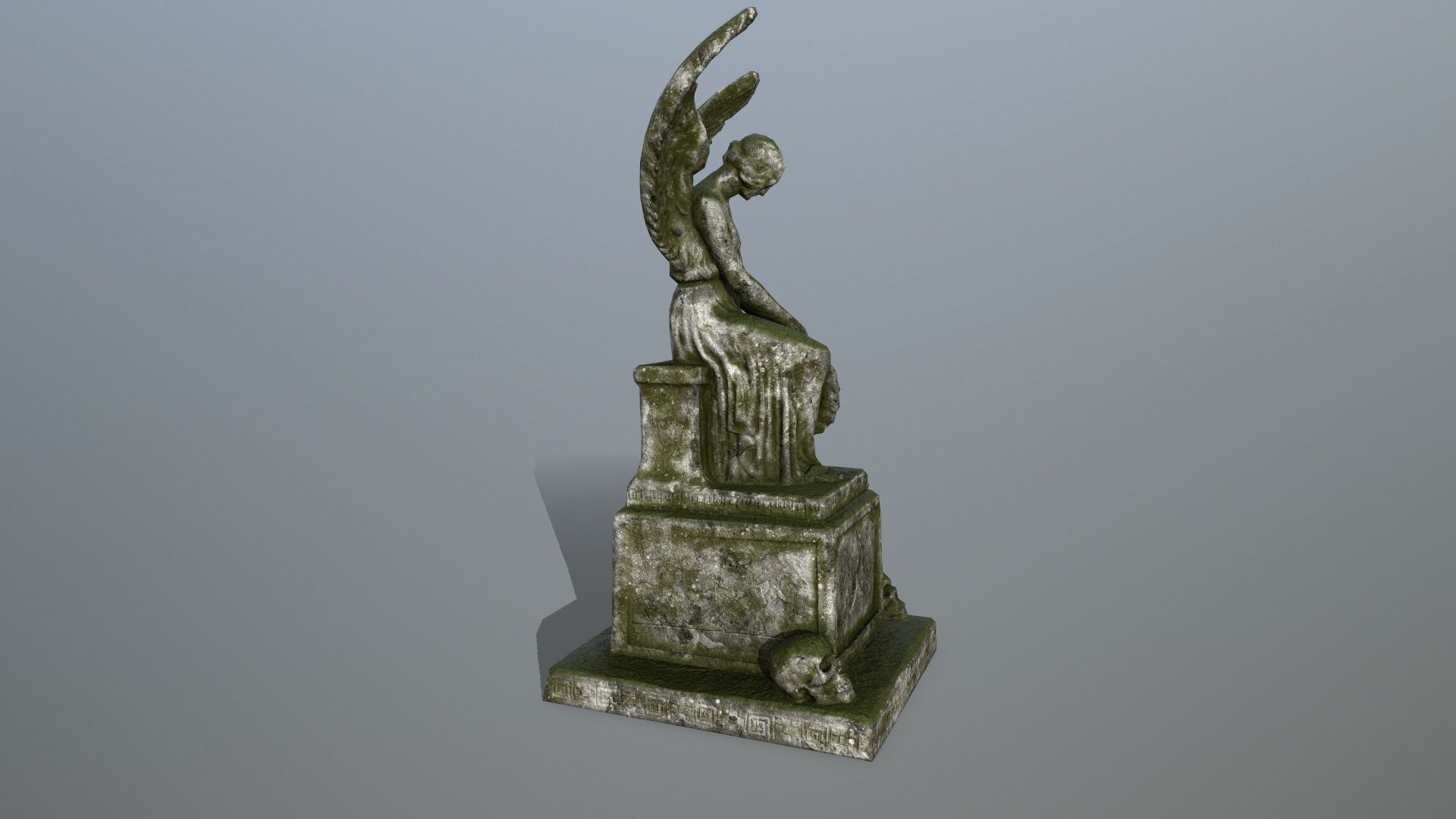 statue 3 angel Low-poly 3D model_2
