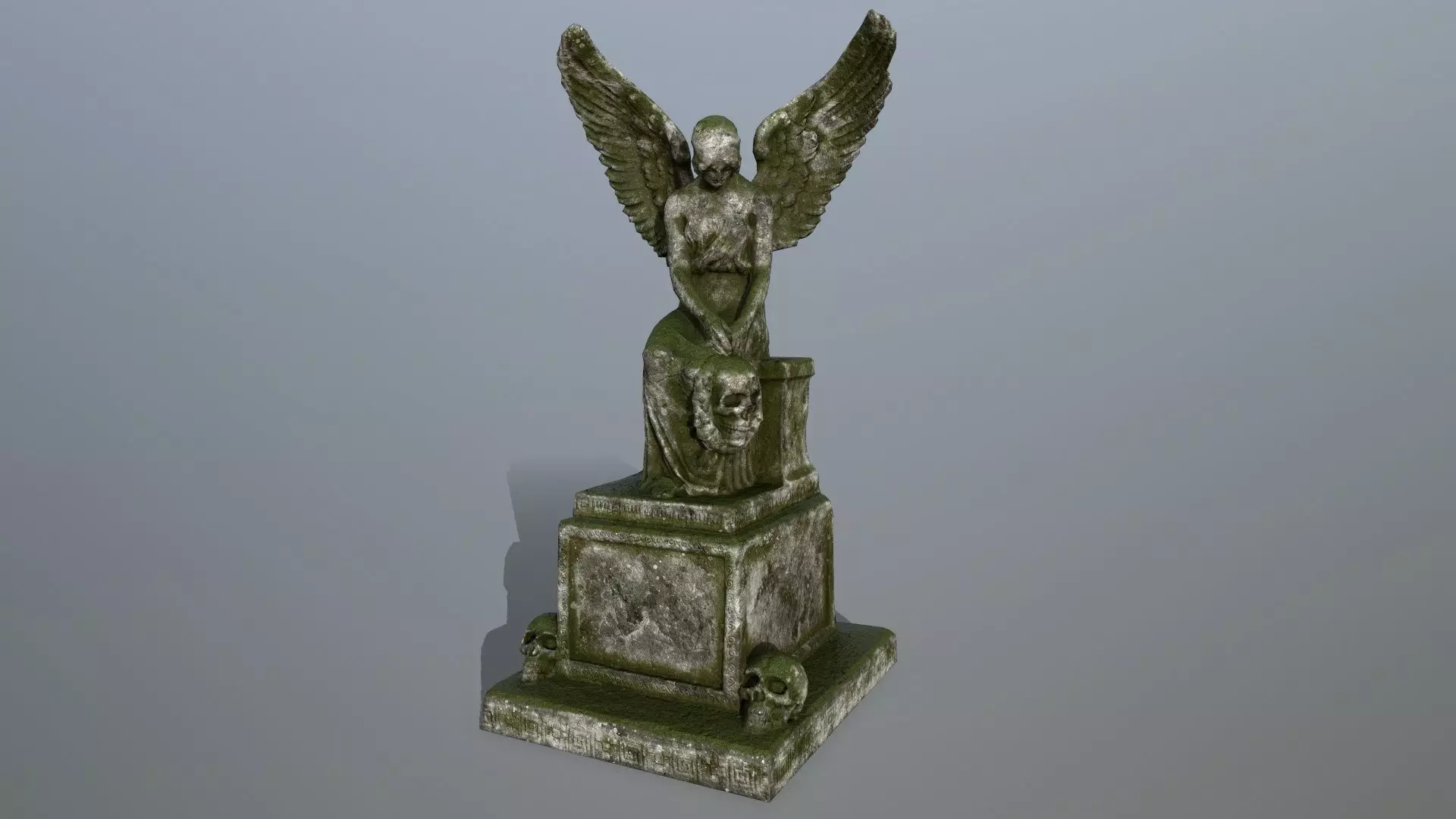statue 3 angel Low-poly 3D model_0