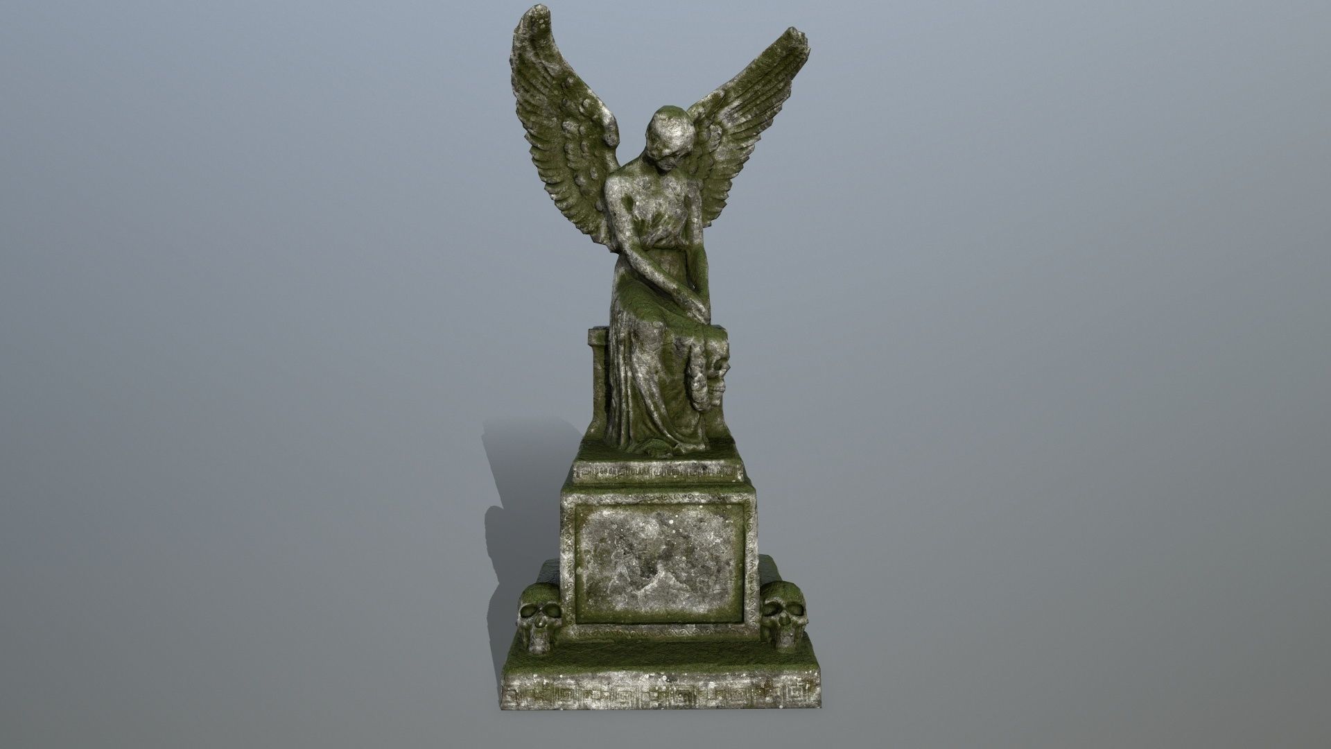 statue 3 angel Low-poly 3D model_1