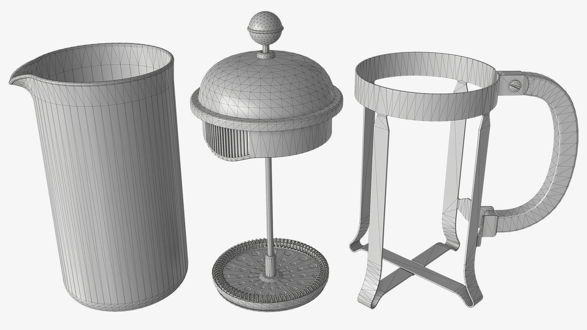 French press Low-poly 3D model_3
