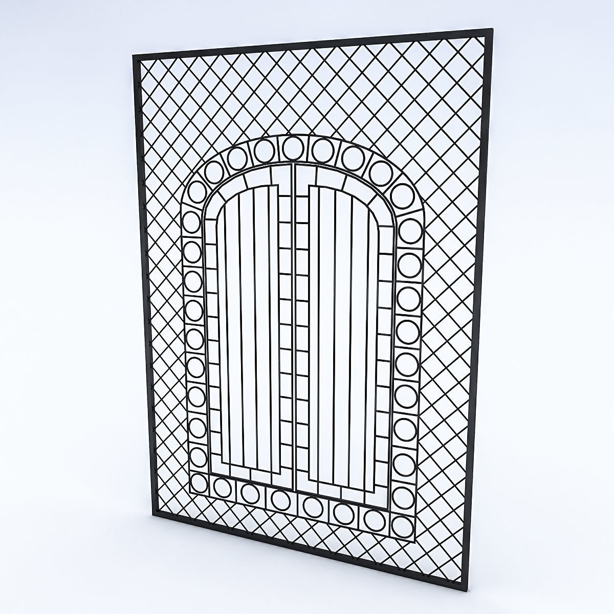 Wrought Iron Door And Window Low-poly 3D model_1