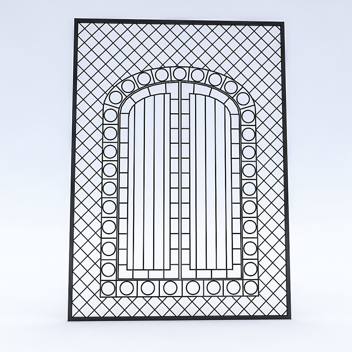 Wrought Iron Door And Window Low-poly 3D model_2