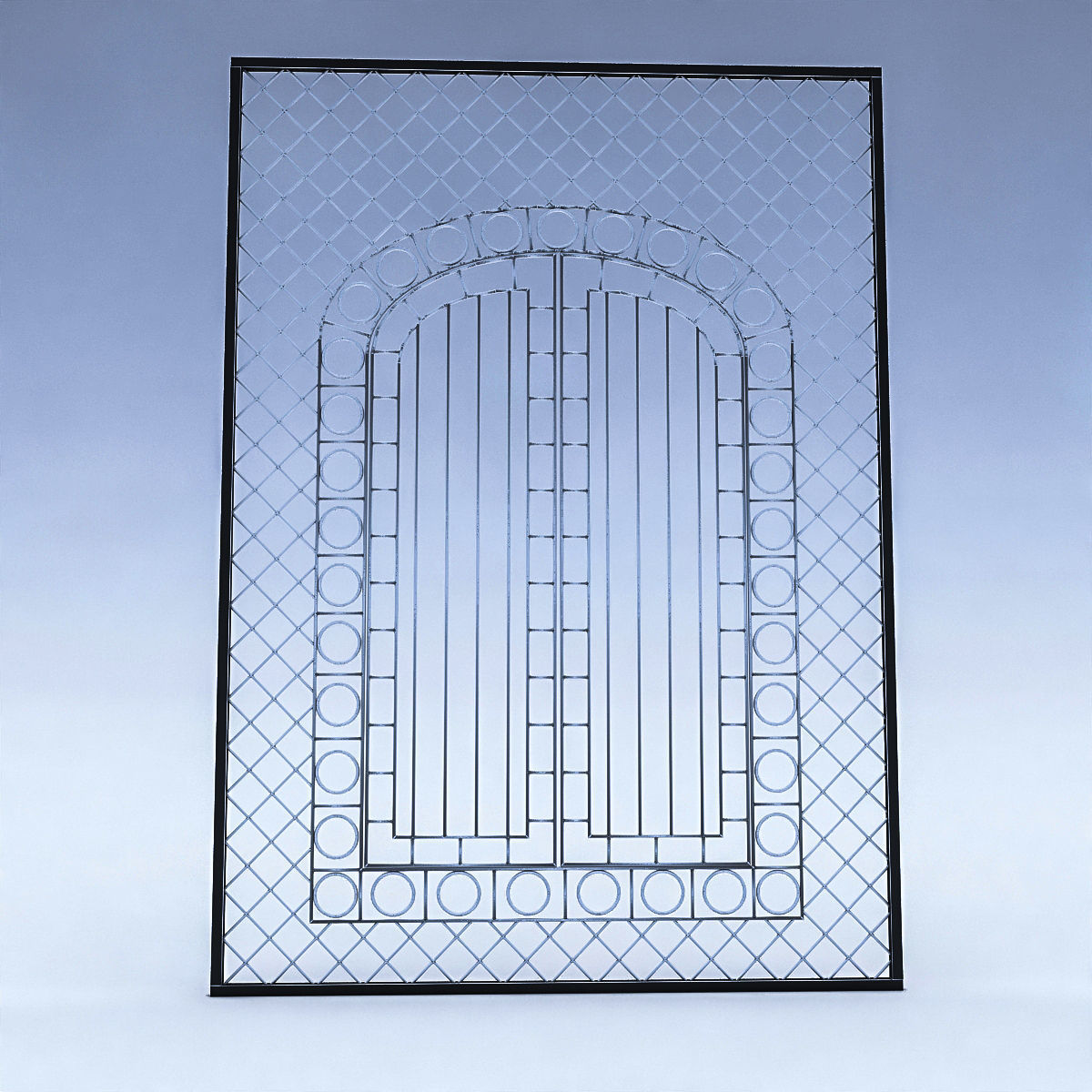 Wrought Iron Door And Window Low-poly 3D model_5