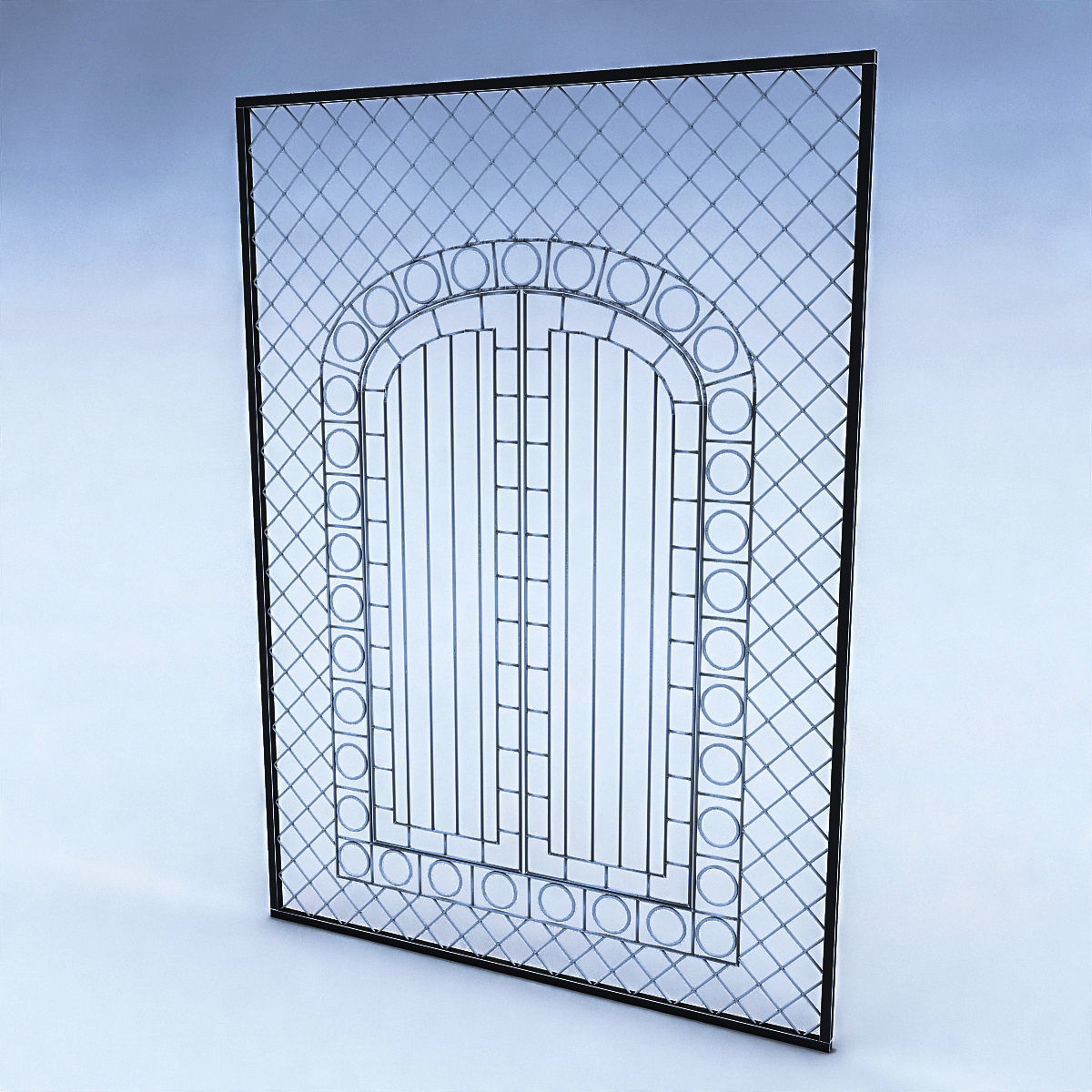 Wrought Iron Door And Window Low-poly 3D model_4